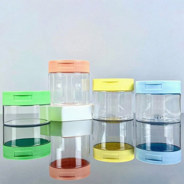 200ml 250ml 300ml 350ml High Quality 85mm Diameter Color Flip Top Cotton Pad Jar Thick Wall Pet Toner Pad Jar with Tweezers