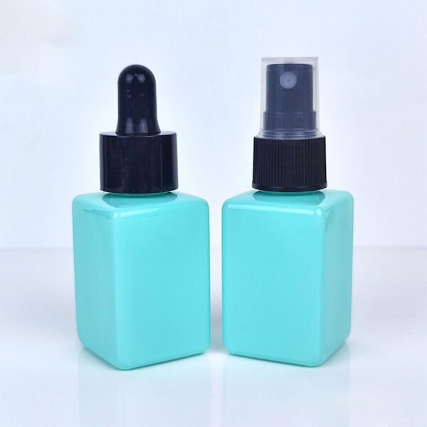 Oil Serum Dropper PET Bottle For Square White Blue Dropper Bottle With 40ml Glossy Frosted Dropper Bottle Serum Essential Oil Bottle