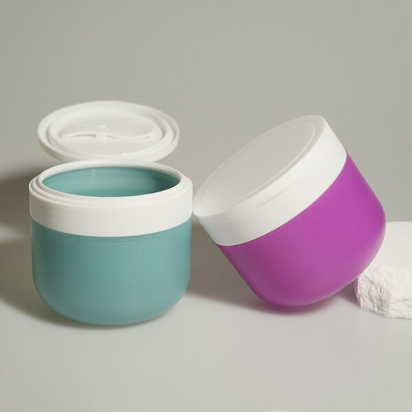 Low MOQ Stock Empty 200g Blue Matte Colored PP Material Plastic Container Jar for Body Scrub Cream Custom Logo With Spoon Tweezer Face Mask Jar